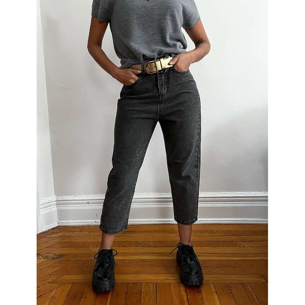 Boyfriend High Rise Washed Black Jeans • Relaxed Fit • Non-Stretch